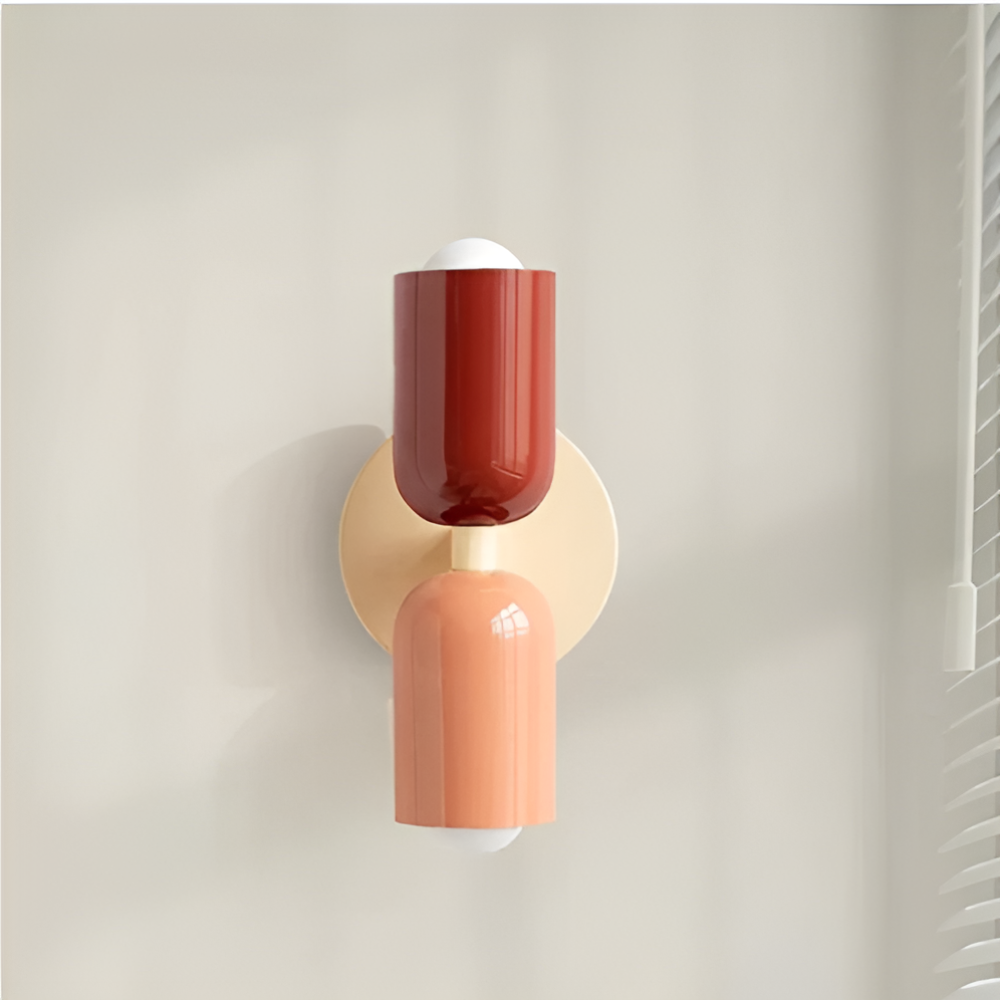 Applique murale à piles — double abat-jour capsule, design sans fil