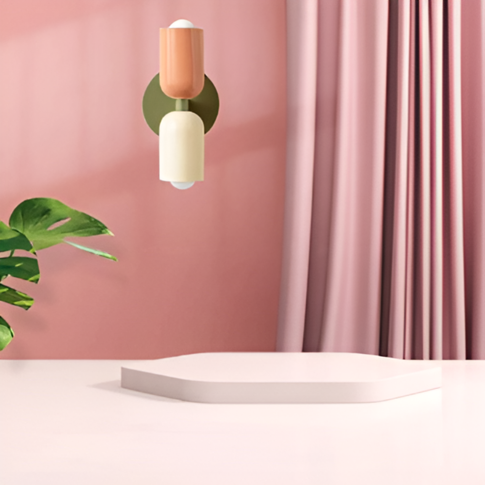 Applique murale à piles — double abat-jour capsule, design sans fil