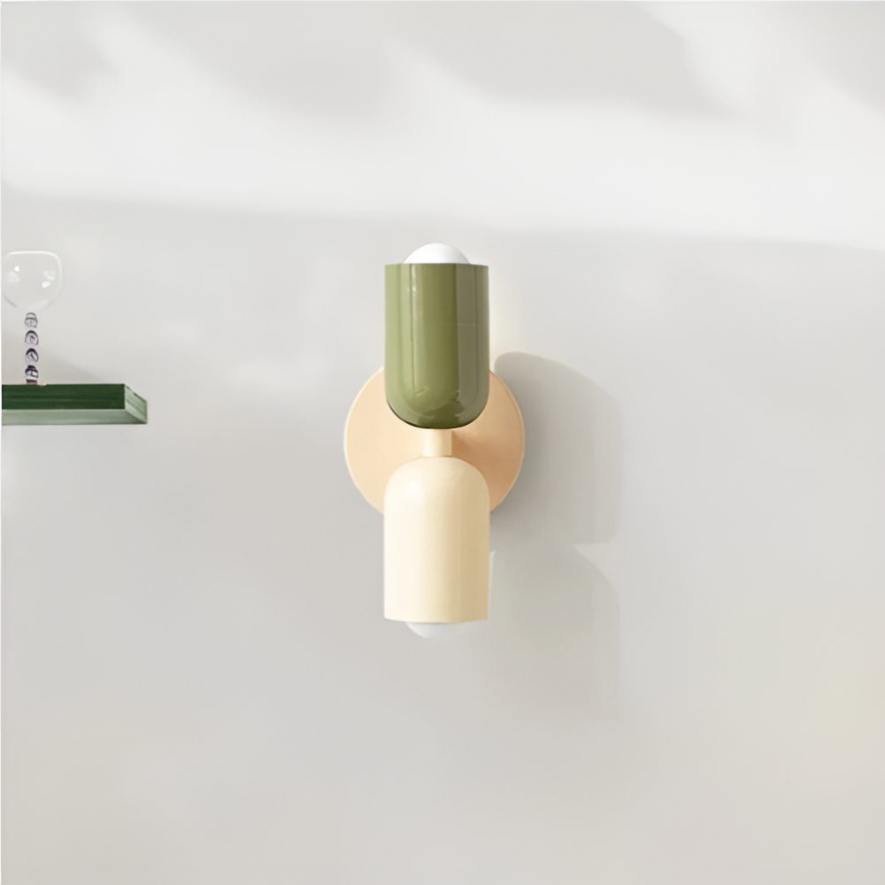 Applique murale à piles — double abat-jour capsule, design sans fil