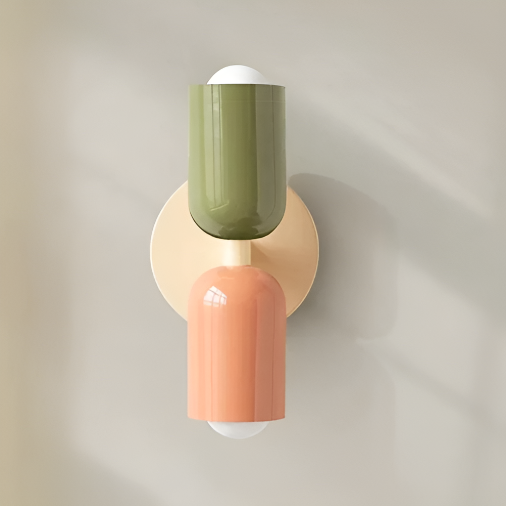 Applique murale à piles — double abat-jour capsule, design sans fil