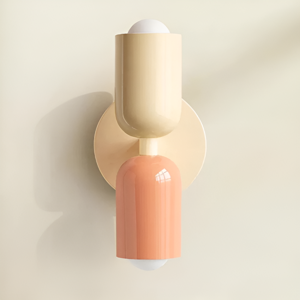 Applique murale à piles — double abat-jour capsule, design sans fil