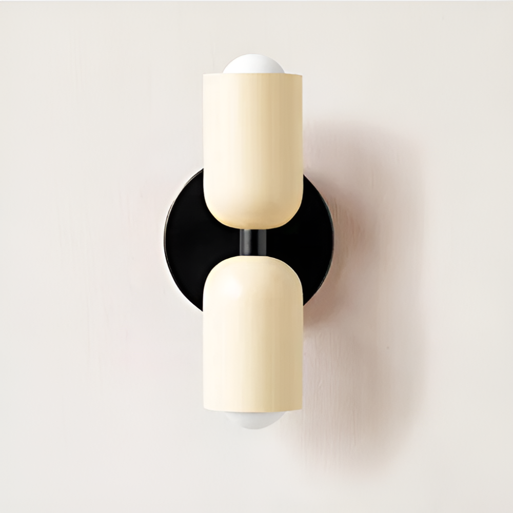 Applique murale à piles — double abat-jour capsule, design sans fil