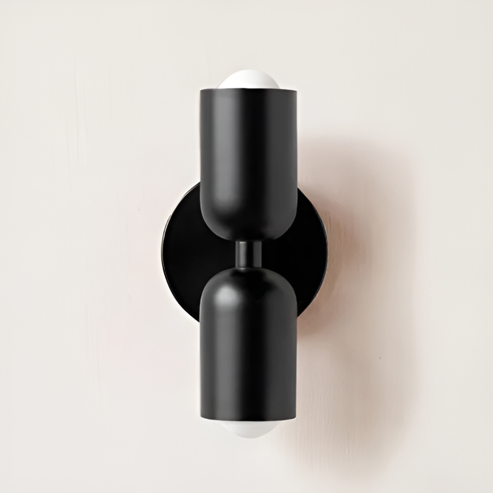 Applique murale à piles — double abat-jour capsule, design sans fil