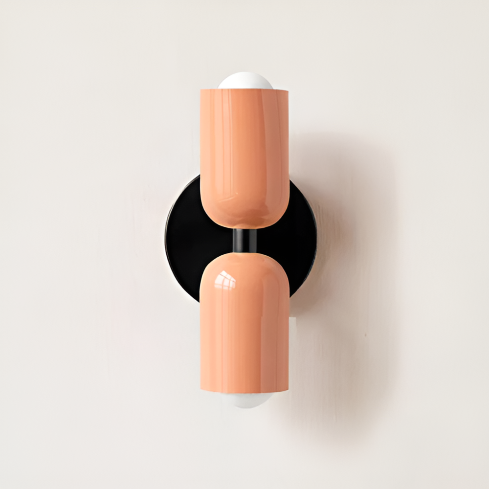 Applique murale à piles — double abat-jour capsule, design sans fil
