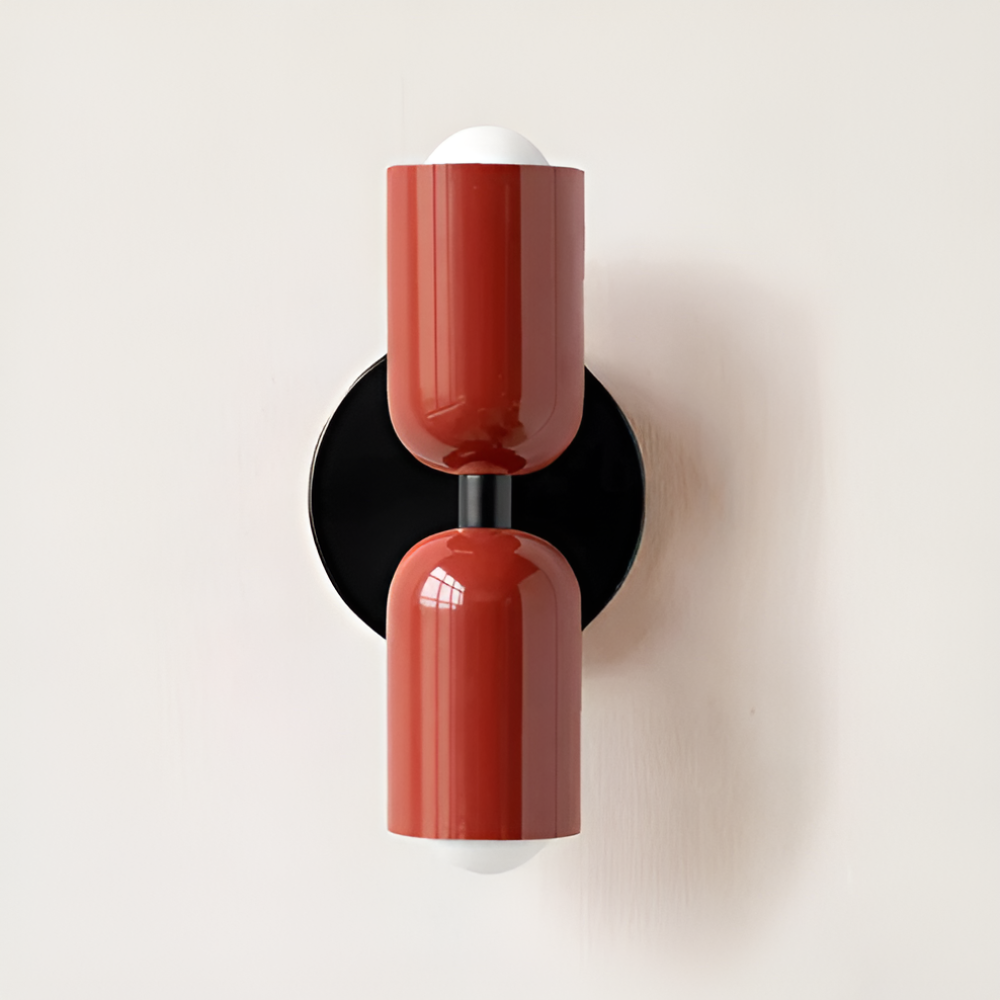 Applique murale à piles — double abat-jour capsule, design sans fil