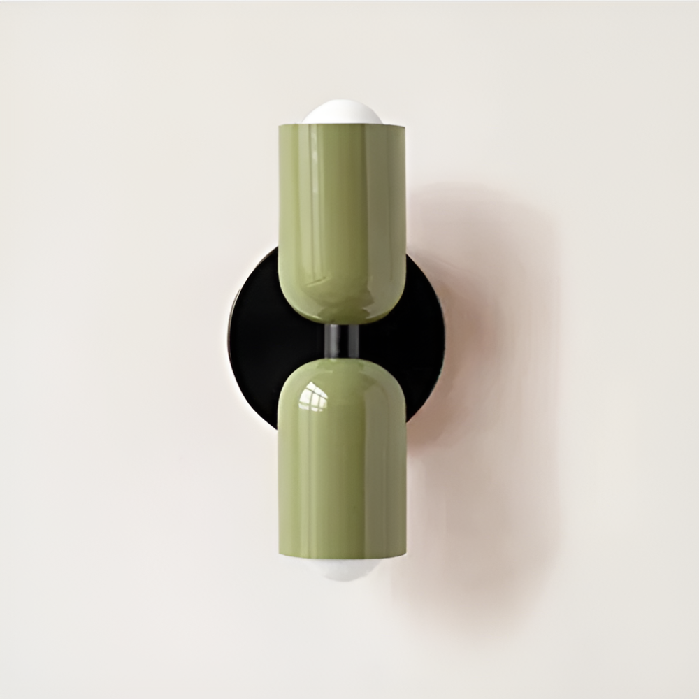 Applique murale à piles — double abat-jour capsule, design sans fil