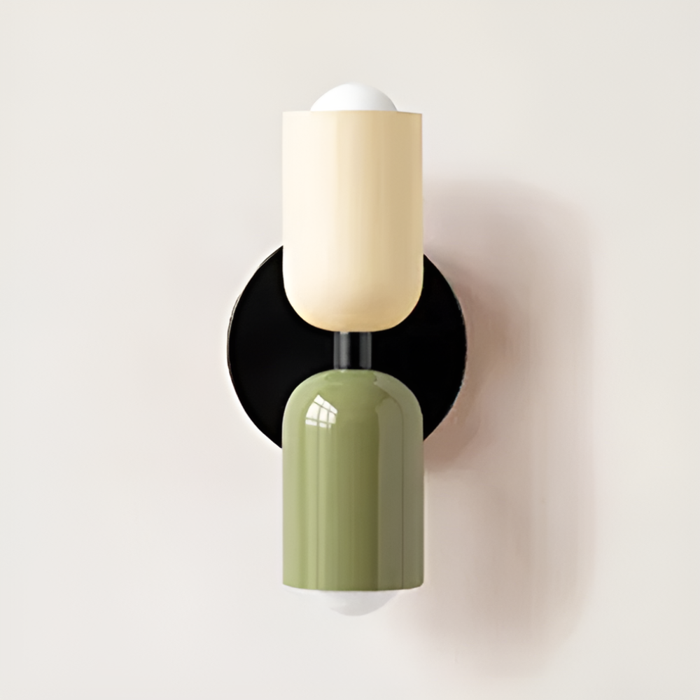 Applique murale à piles — double abat-jour capsule, design sans fil