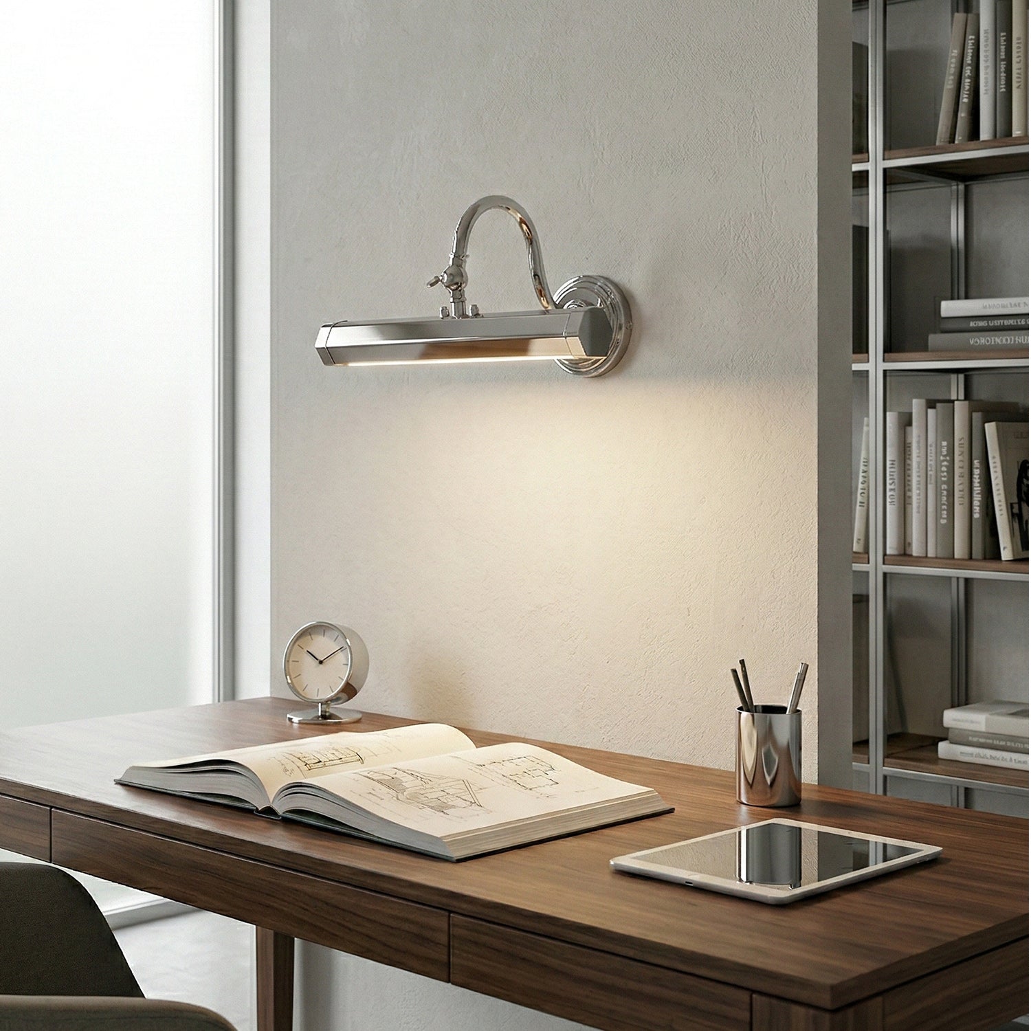 Applique murale orientable col de cygne en fer pour tableau avec douille G9 chrome noir cuivre