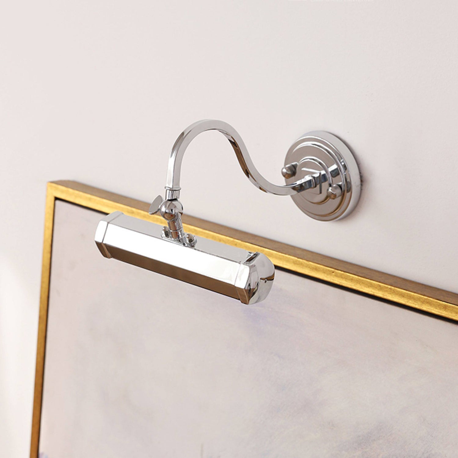 Applique murale orientable col de cygne en fer pour tableau avec douille G9 chrome noir cuivre