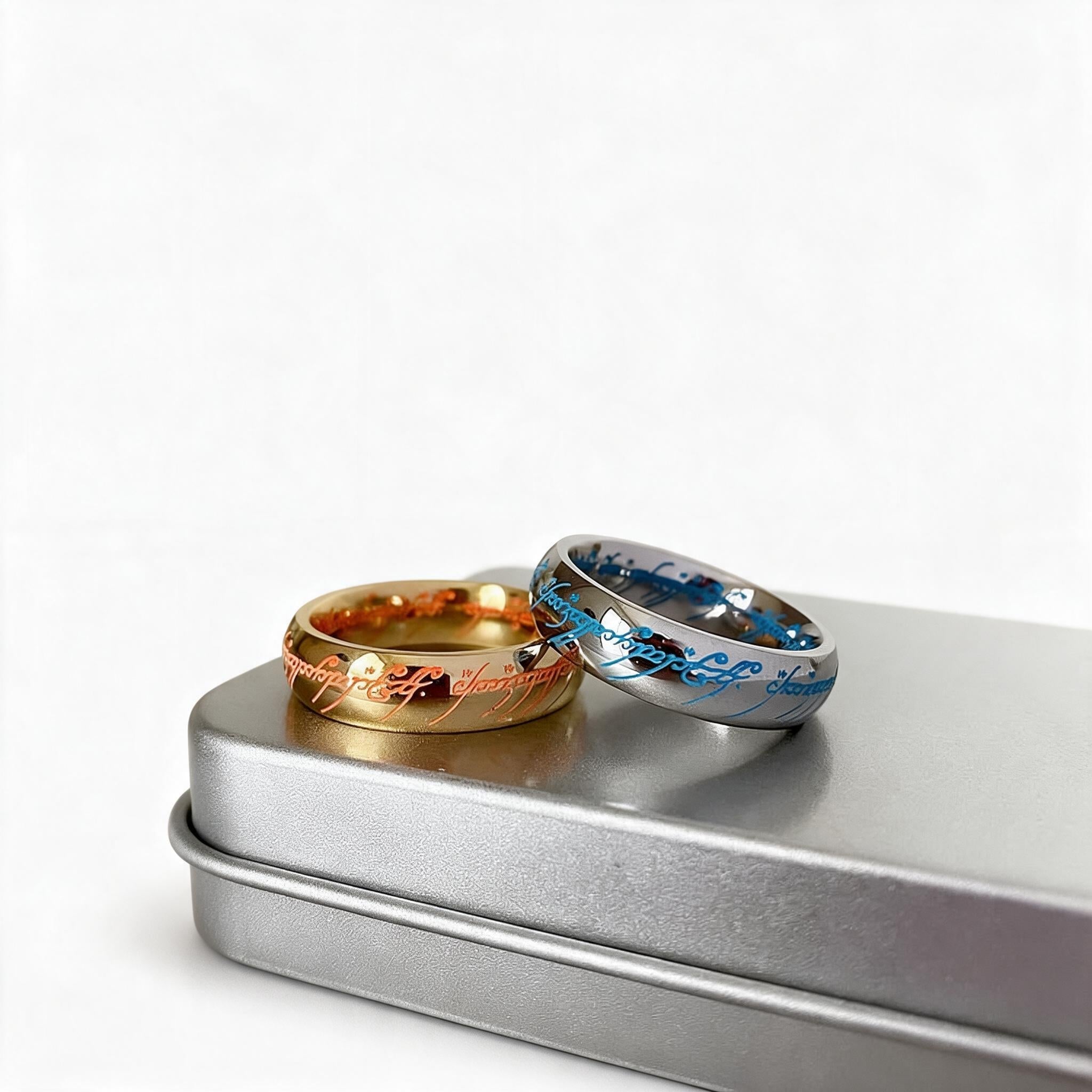 Bague phosphorescente avec écriture runique fantastique gravée, sans nickel, hypoallergénique, anneau lumineux