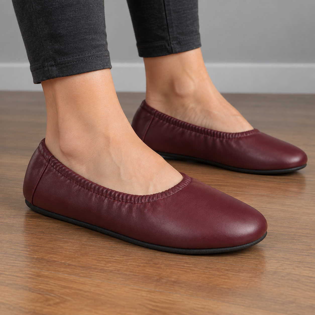 Ballerines bordeaux pour femme sans lacets