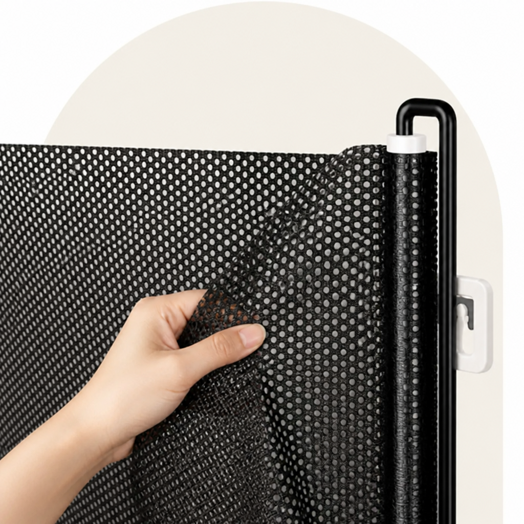 Barrière de sécurité rétractable et pliable sans perçage (jusqu'à 125 cm)