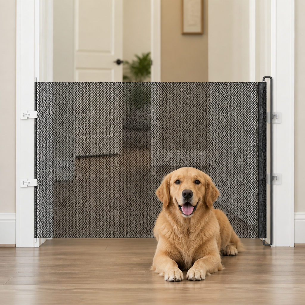 Barrière de sécurité rétractable et pliable sans perçage (jusqu'à 125 cm)