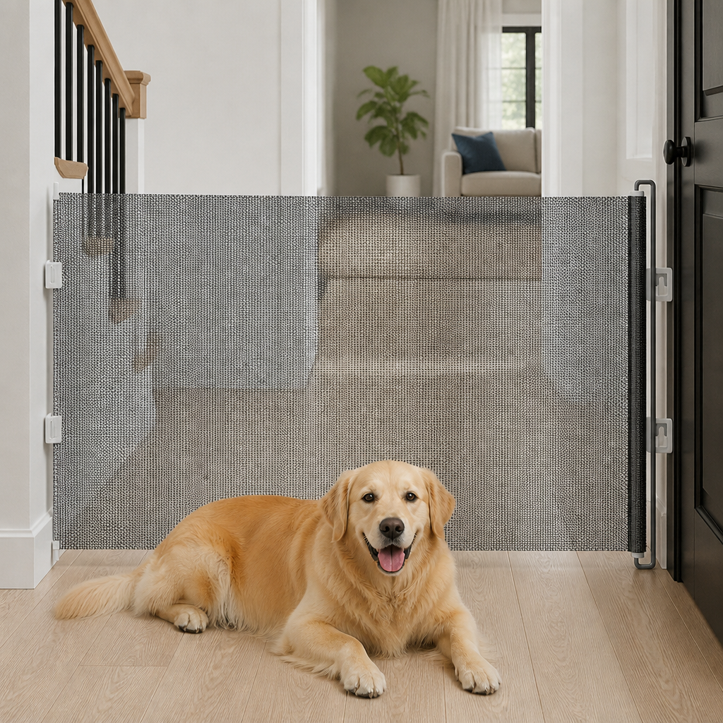 Barrière de sécurité rétractable et pliable sans perçage (jusqu'à 125 cm)