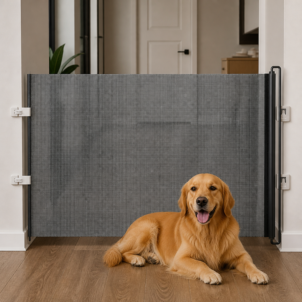 Barrière de sécurité rétractable et pliable sans perçage (jusqu'à 125 cm)