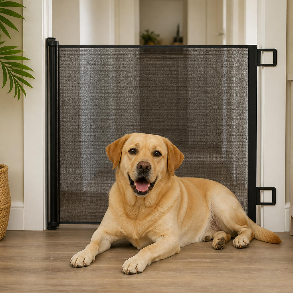 Barrière rétractable en filet pour animaux, réglable sans perçage