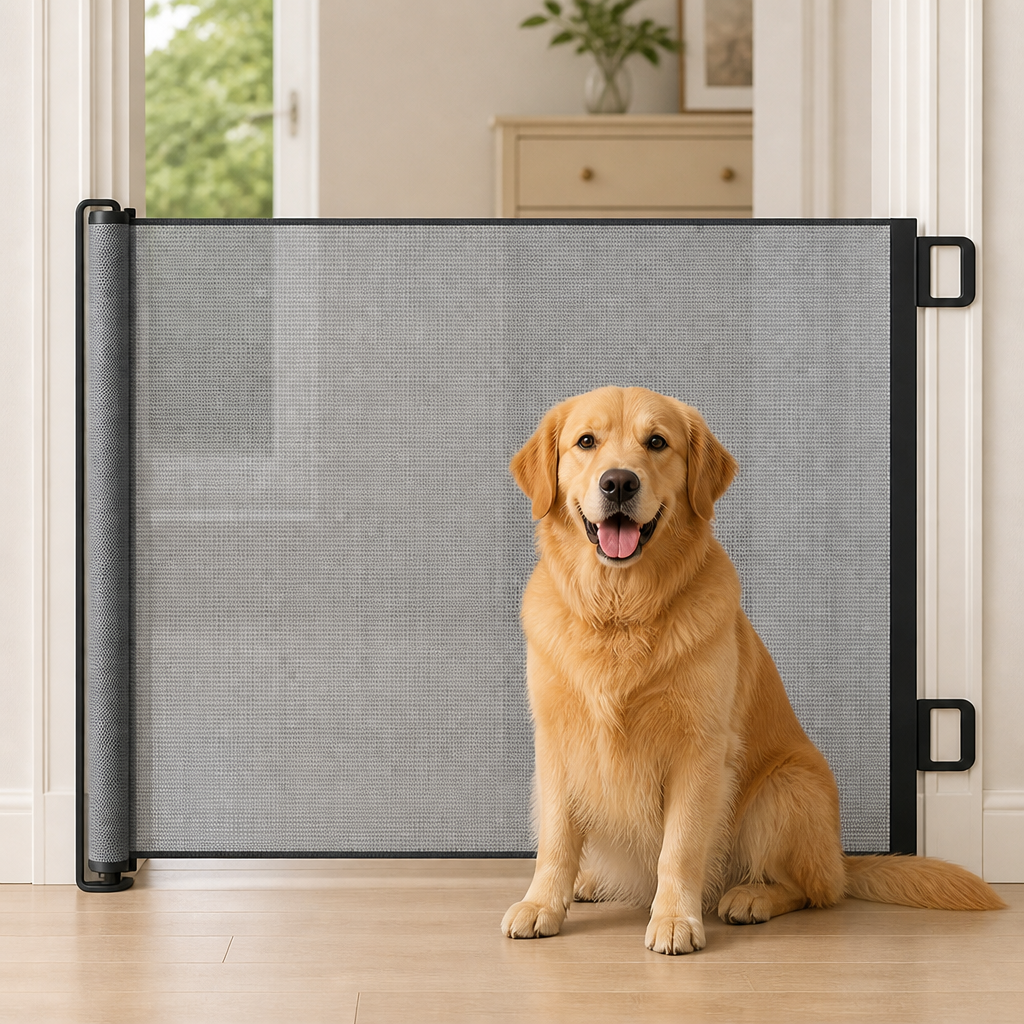 Barrière rétractable en filet pour animaux, réglable sans perçage