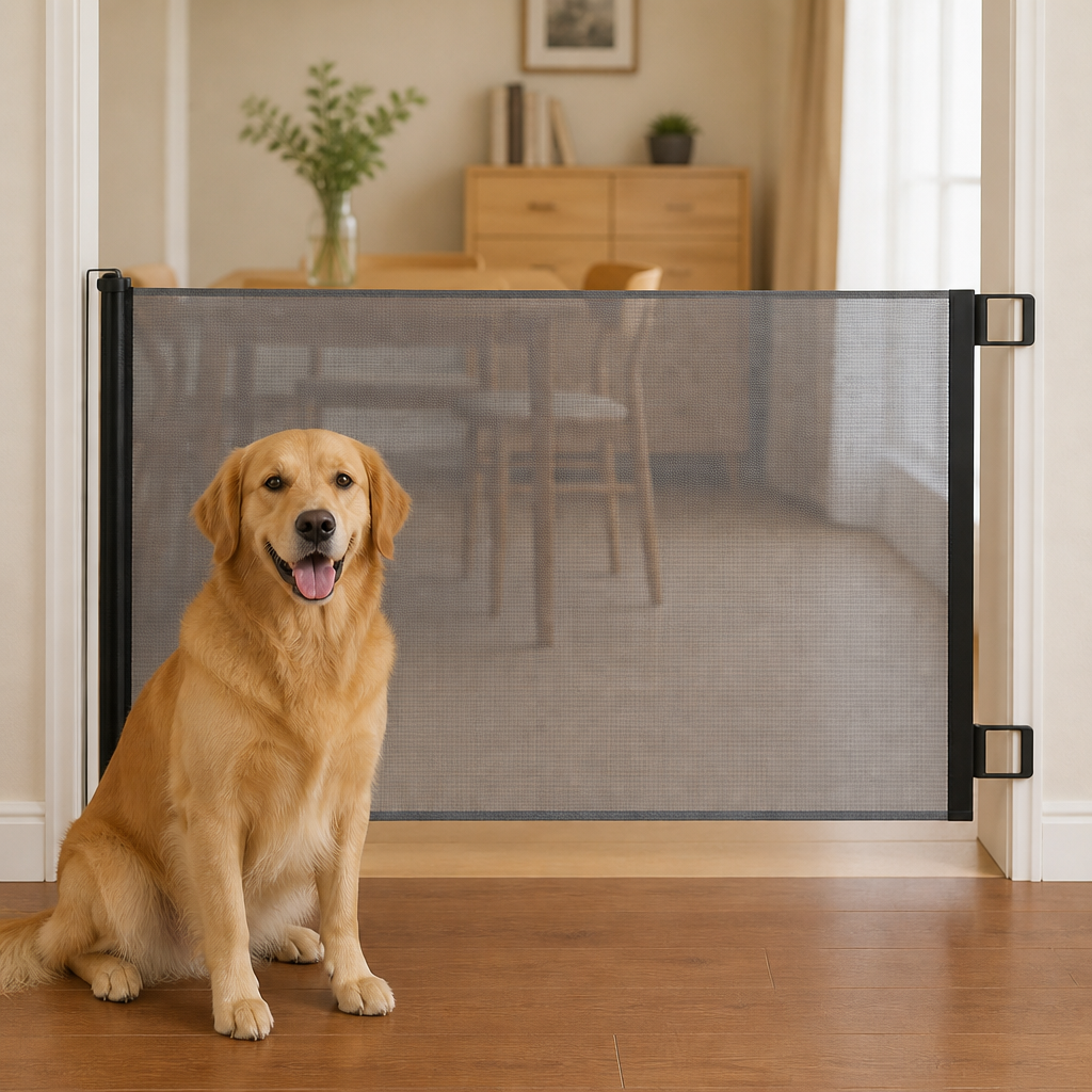 Barrière rétractable en filet pour animaux, réglable sans perçage