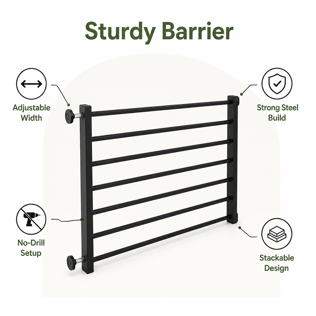 Barrière rétractable pour chien en acier titane sans perçage
