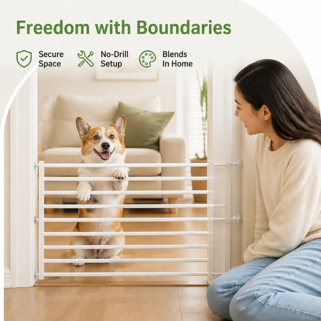Barrière rétractable pour chien en acier titane sans perçage