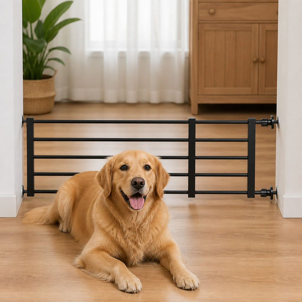 Barrière rétractable pour chien en acier titane sans perçage