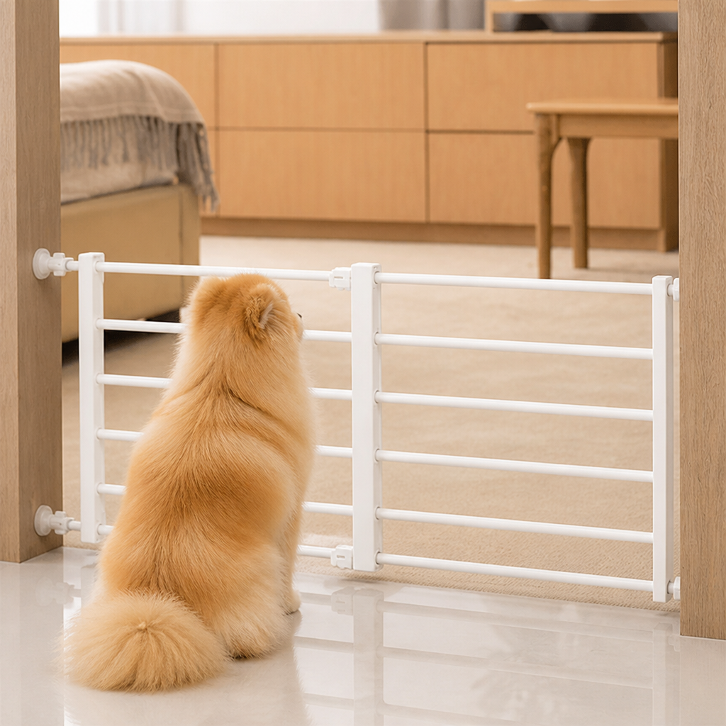 Barrière rétractable pour chiens sans perçage (largeur réglable)