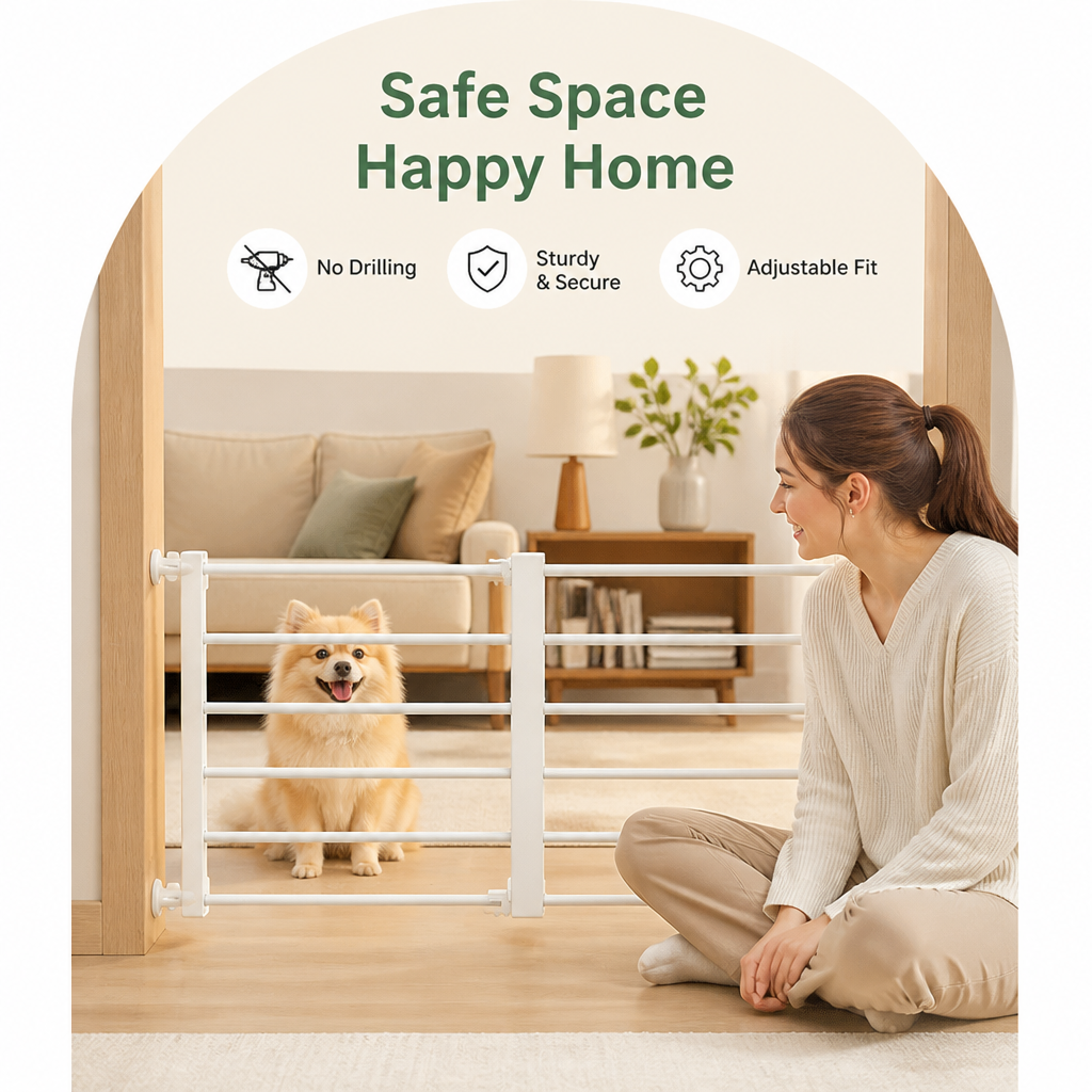 Barrière rétractable pour chiens sans perçage (largeur réglable)