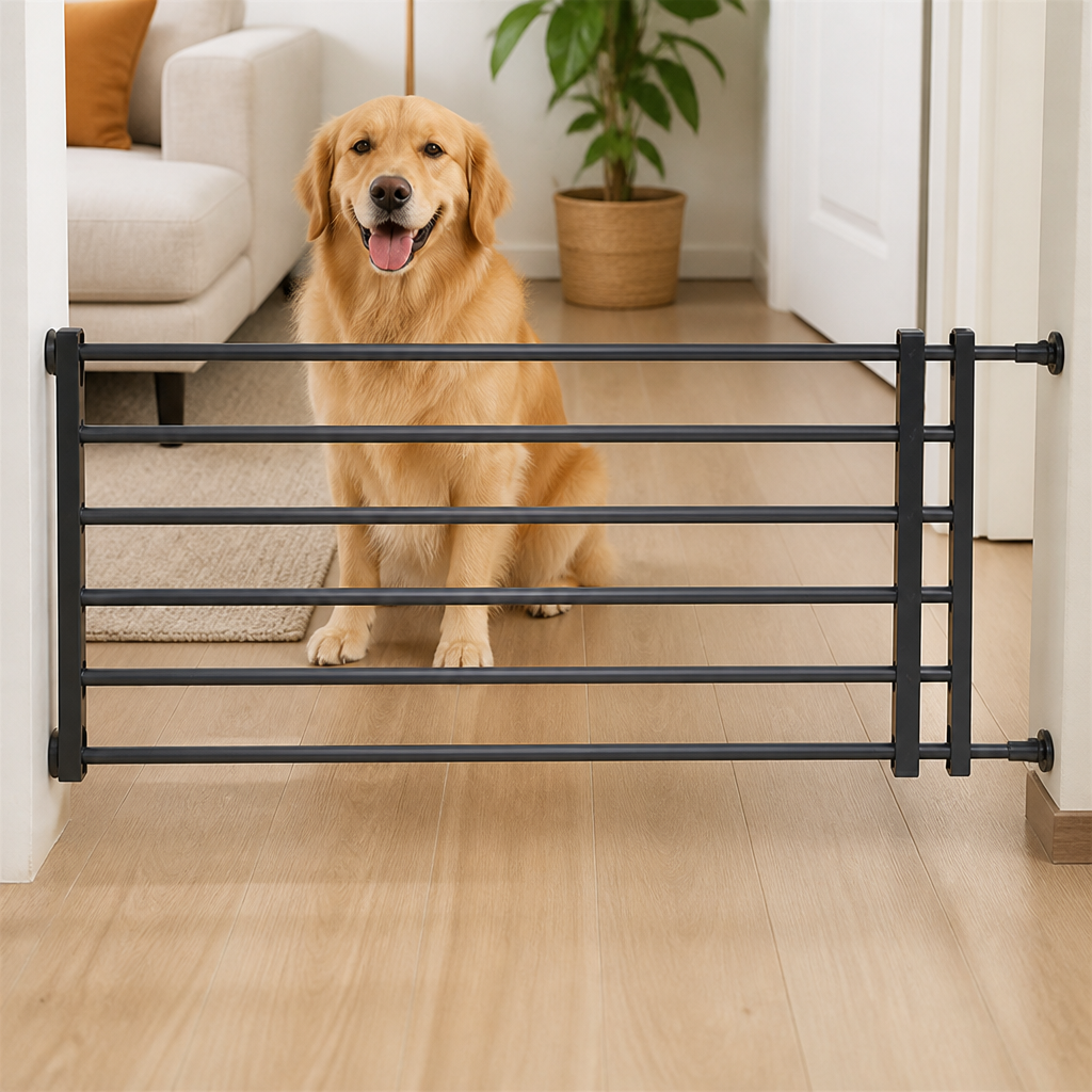 Barrière rétractable pour chiens sans perçage (largeur réglable)