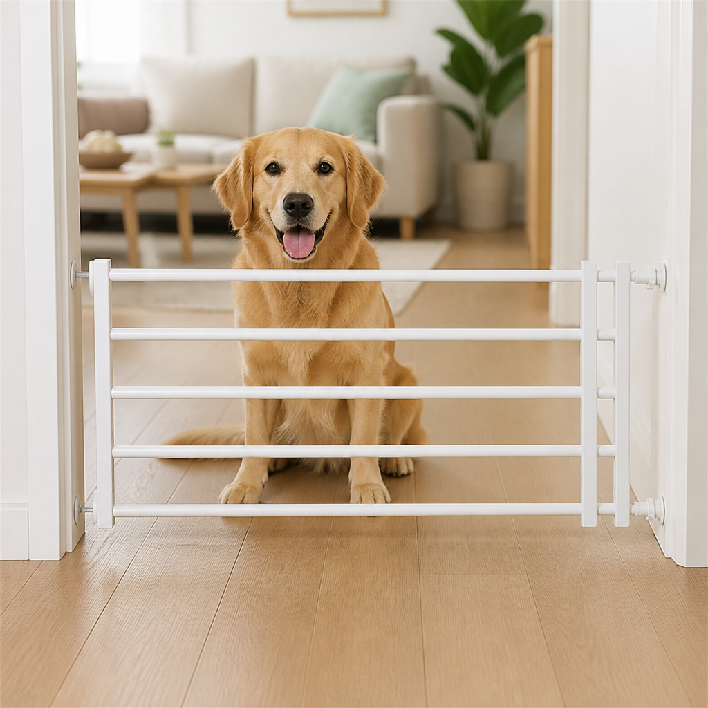Barrière rétractable pour chiens sans perçage (largeur réglable)