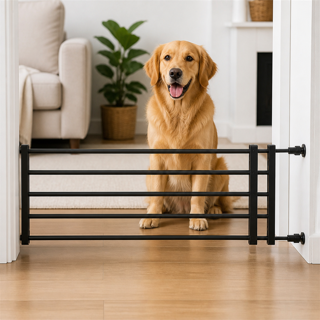 Barrière rétractable pour chiens sans perçage (largeur réglable)