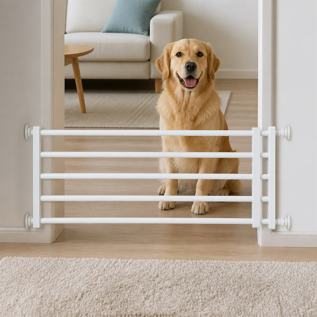 Barrière rétractable pour chiens sans perçage (largeur réglable)