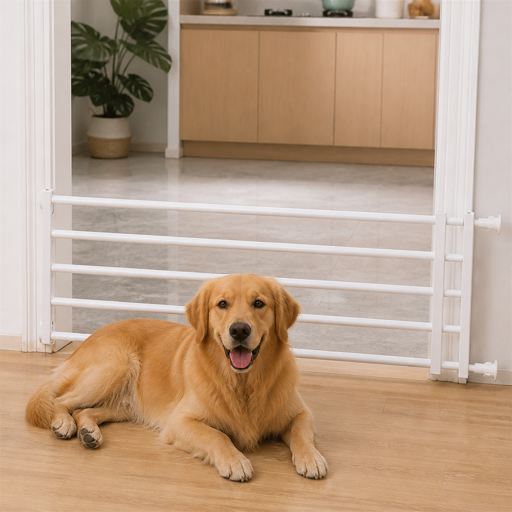 Barrière rétractable pour chiens sans perçage (largeur réglable)