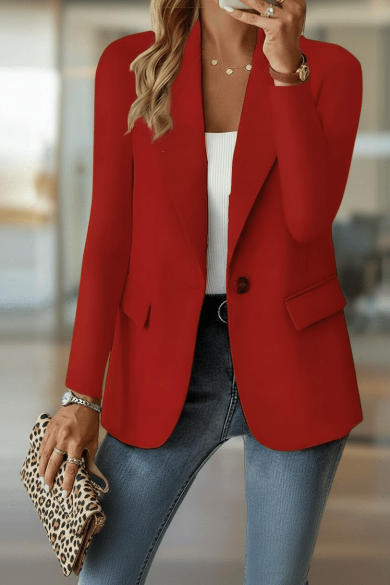 Blazer femme, à simple boutonnage avec revers et poches à rabat, veste élégante coupe décontractée, 6 coloris, tailles S