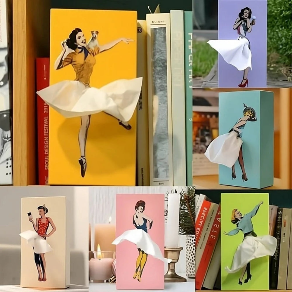 Boîte à mouchoirs décorative - Design danseuse fantaisie - Décoration amusante pour la maison et le bureau