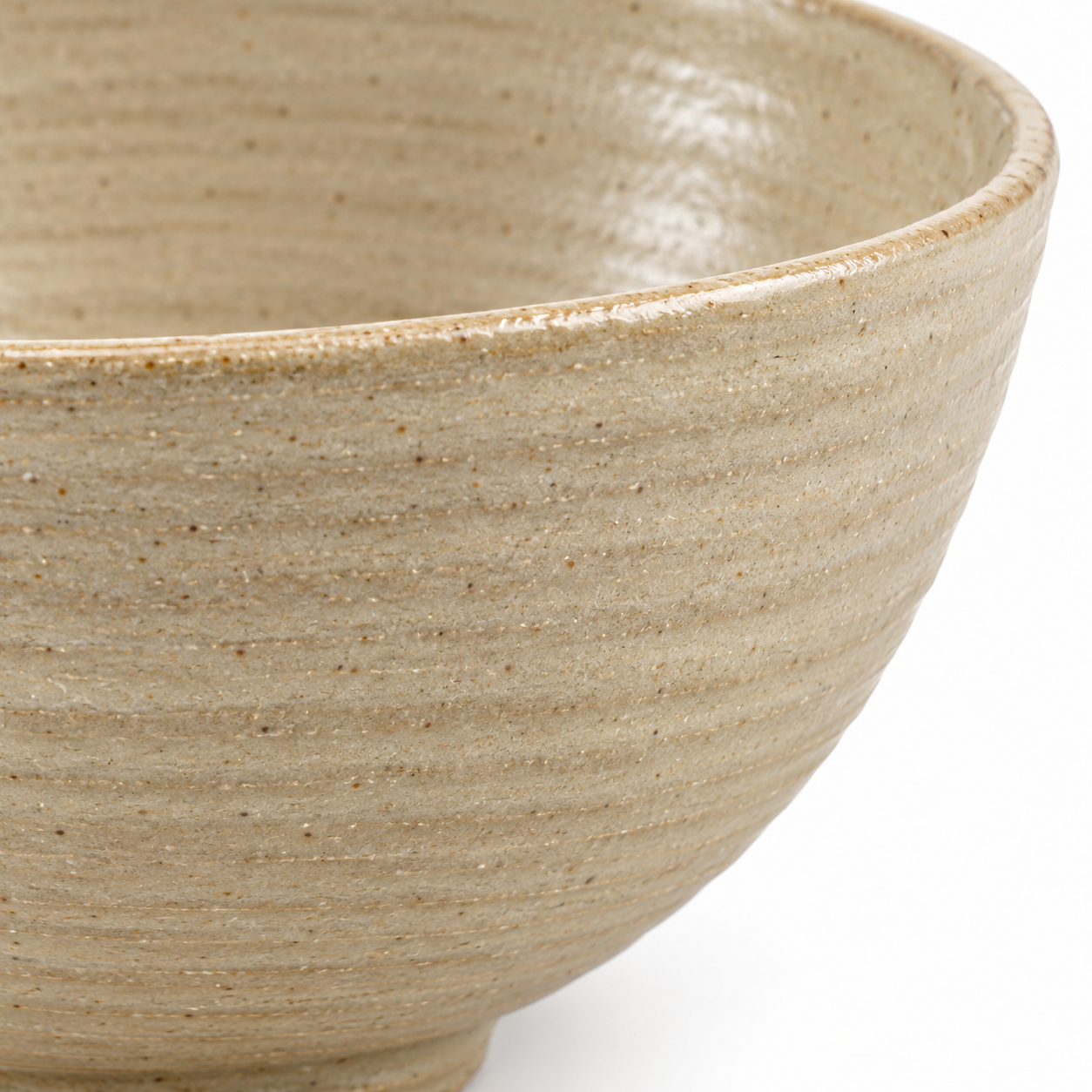 Bol de service en céramique beige 25 cm fait main