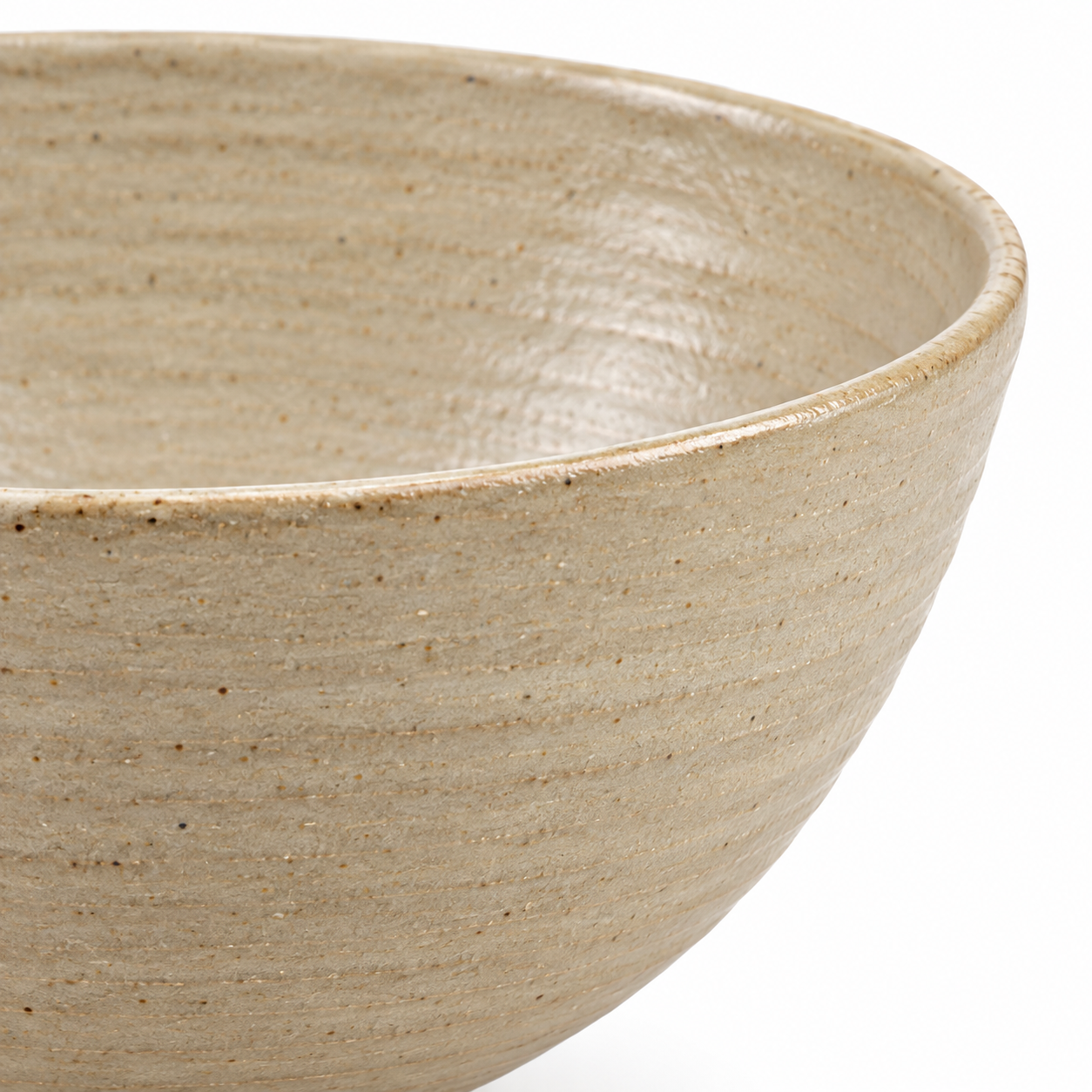 Bol de service en céramique beige 25 cm fait main