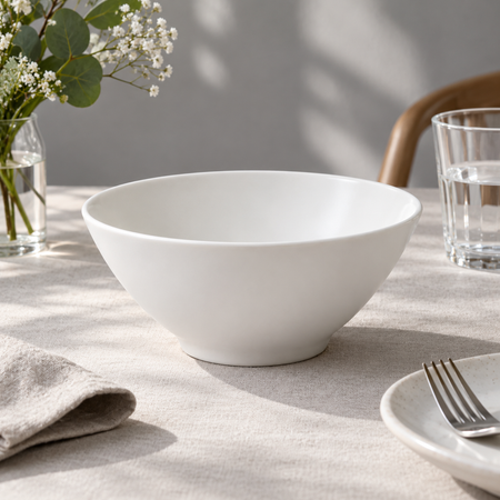 Bol de service en porcelaine blanche 25 cm minimaliste NARSAGO