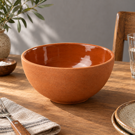 NARSAGO Rustic Terracotta Bowl 25 cm bol profond fait main