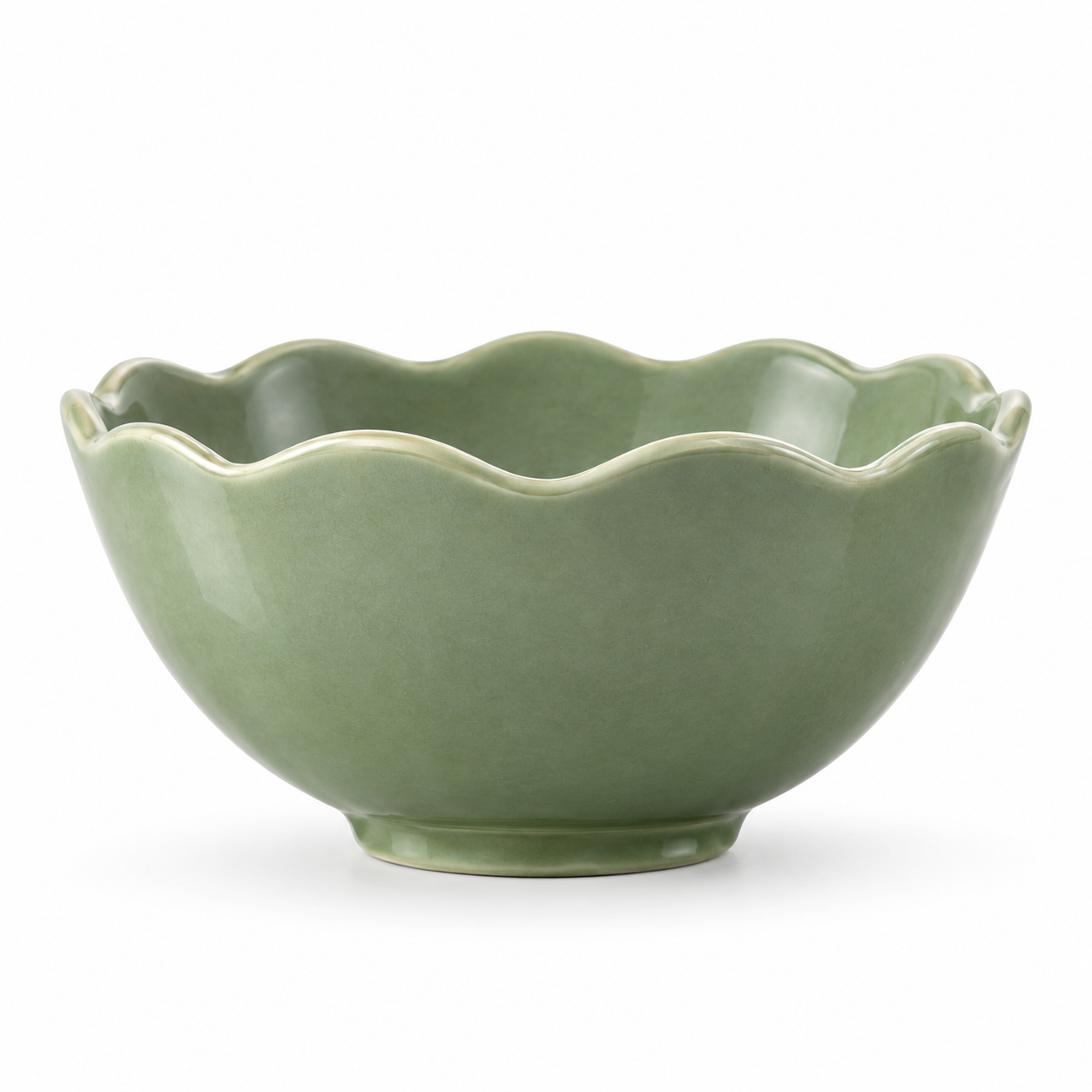 Bol festonné vert sauge 25 cm en céramique décorative