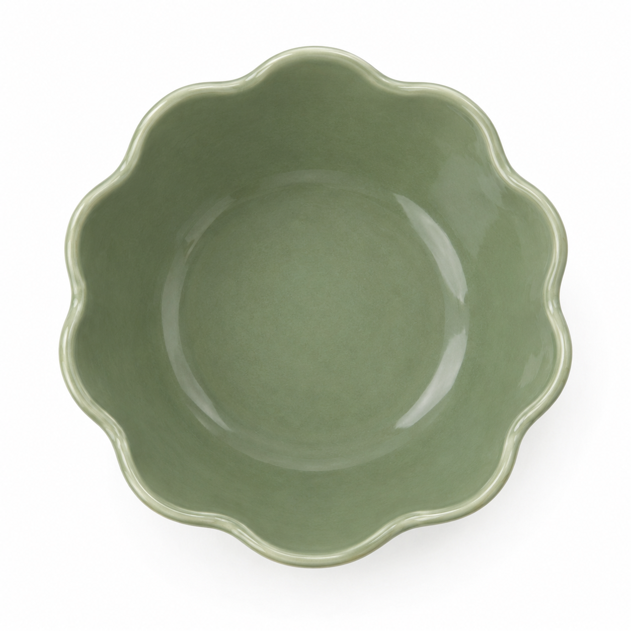 Bol festonné vert sauge 25 cm en céramique décorative