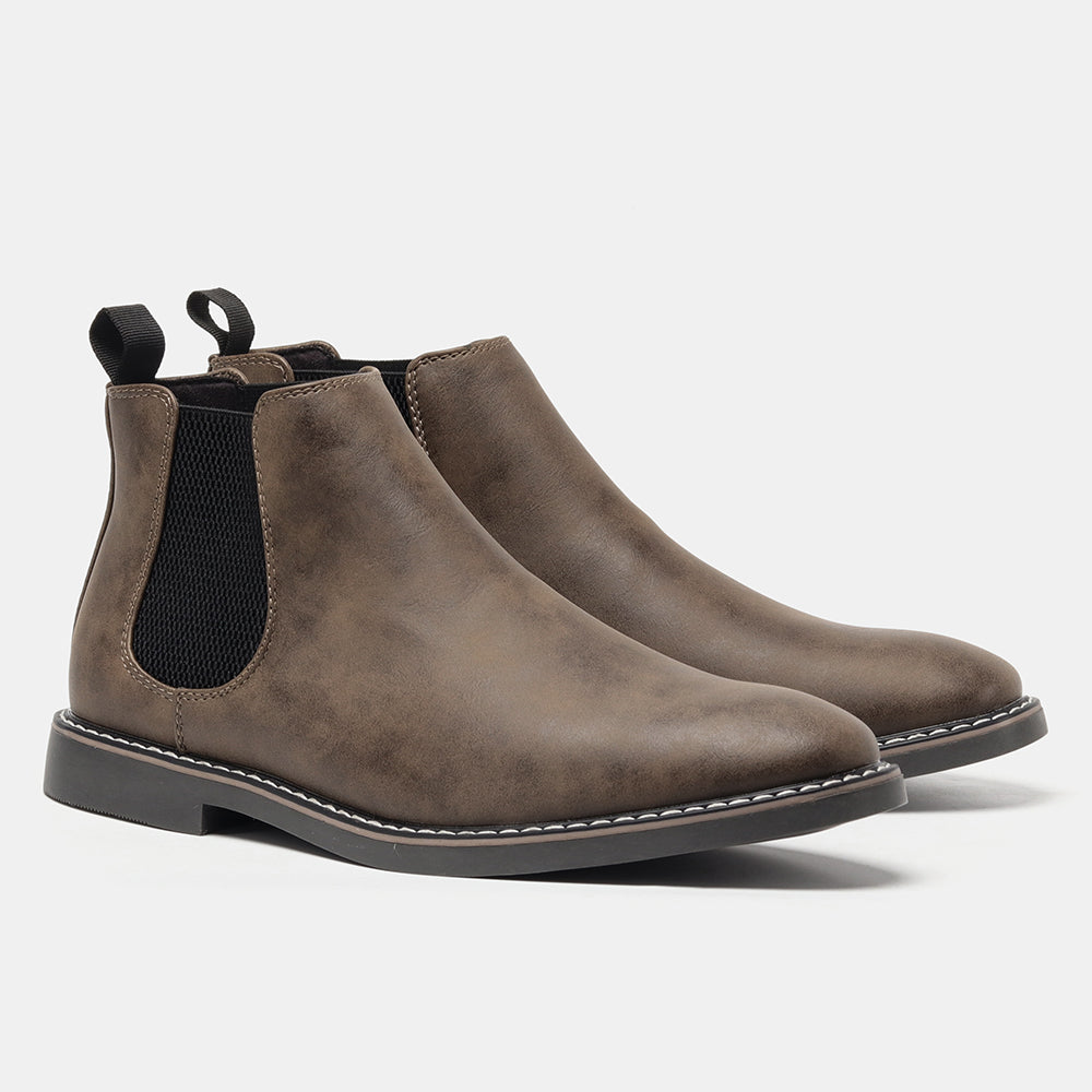 Boots Chelsea homme à panneaux élastiques latéraux et languette arrière, semelle à coutures contrastées, 3 coloris ou lo