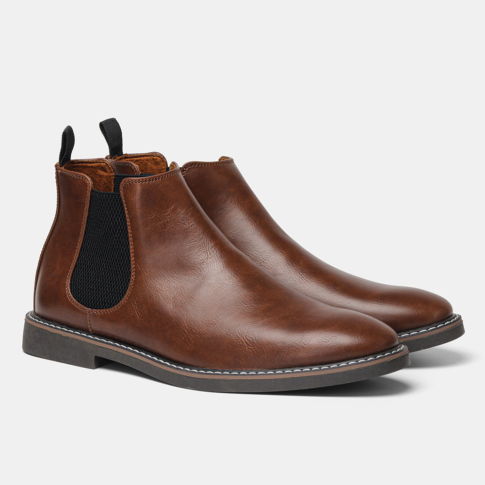 Boots Chelsea homme à panneaux élastiques latéraux et languette arrière, semelle à coutures contrastées, 3 coloris ou lo