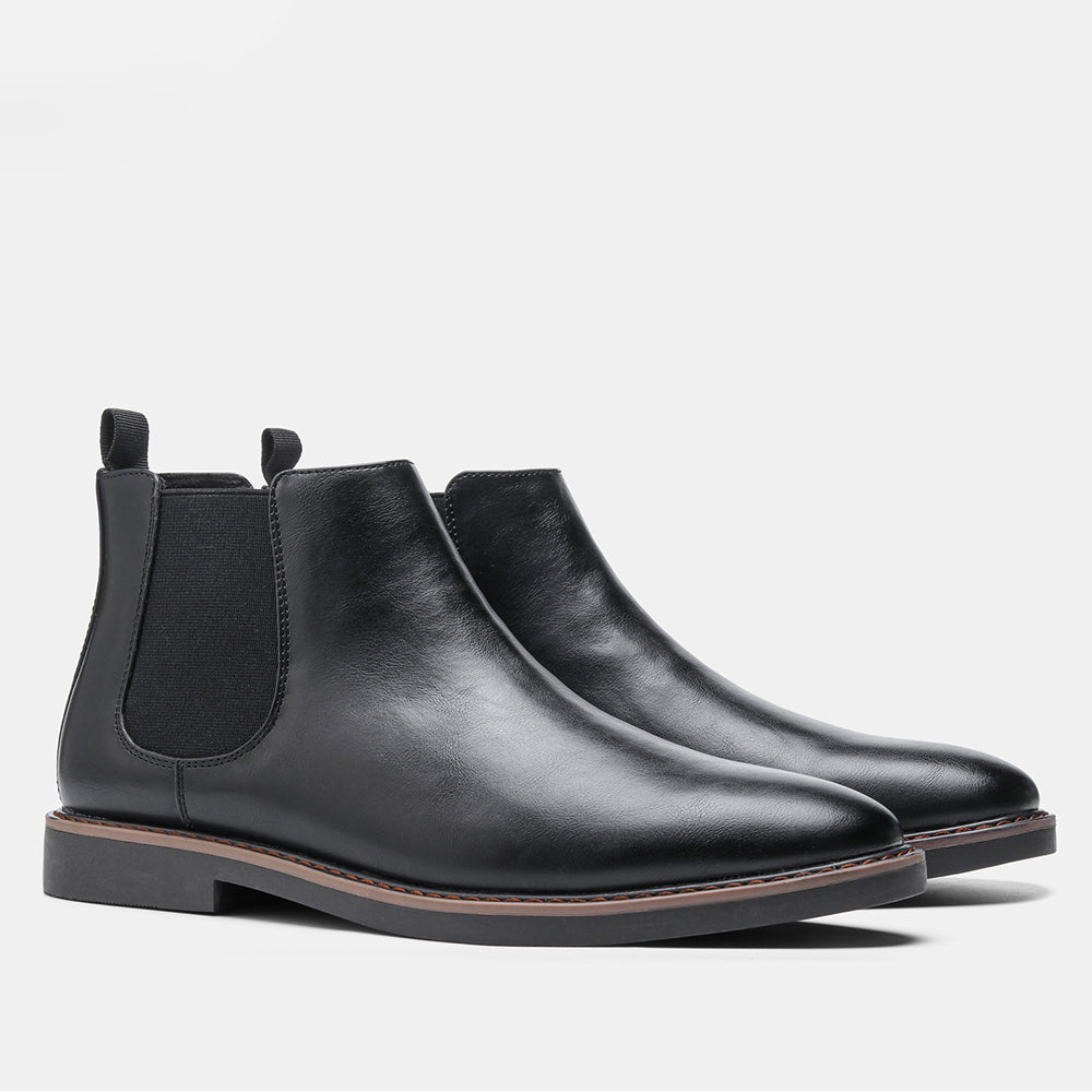 Boots Chelsea homme à panneaux élastiques latéraux et languette arrière, semelle à coutures contrastées, 3 coloris ou lo