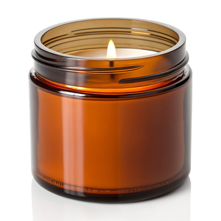 Bougie en cire de soja Amber Nights en pot de verre ambré
