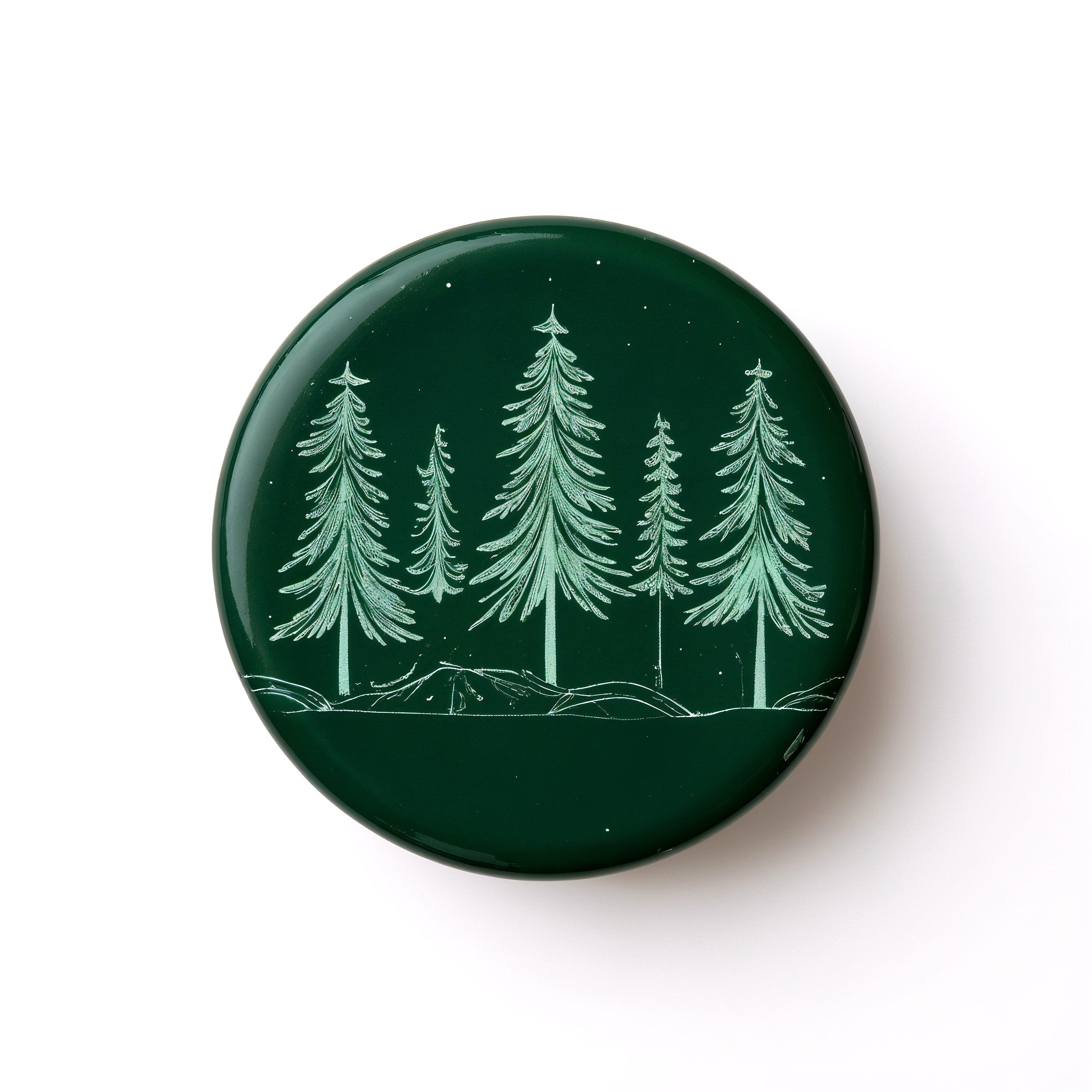 Bougie en cire de soja Forêt de pins NARSAGO — Pot vert foncé avec motif de pins
