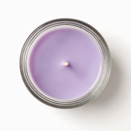 Bougie parfumée Lavender Fields en cire de soja dans un pot en verre transparent