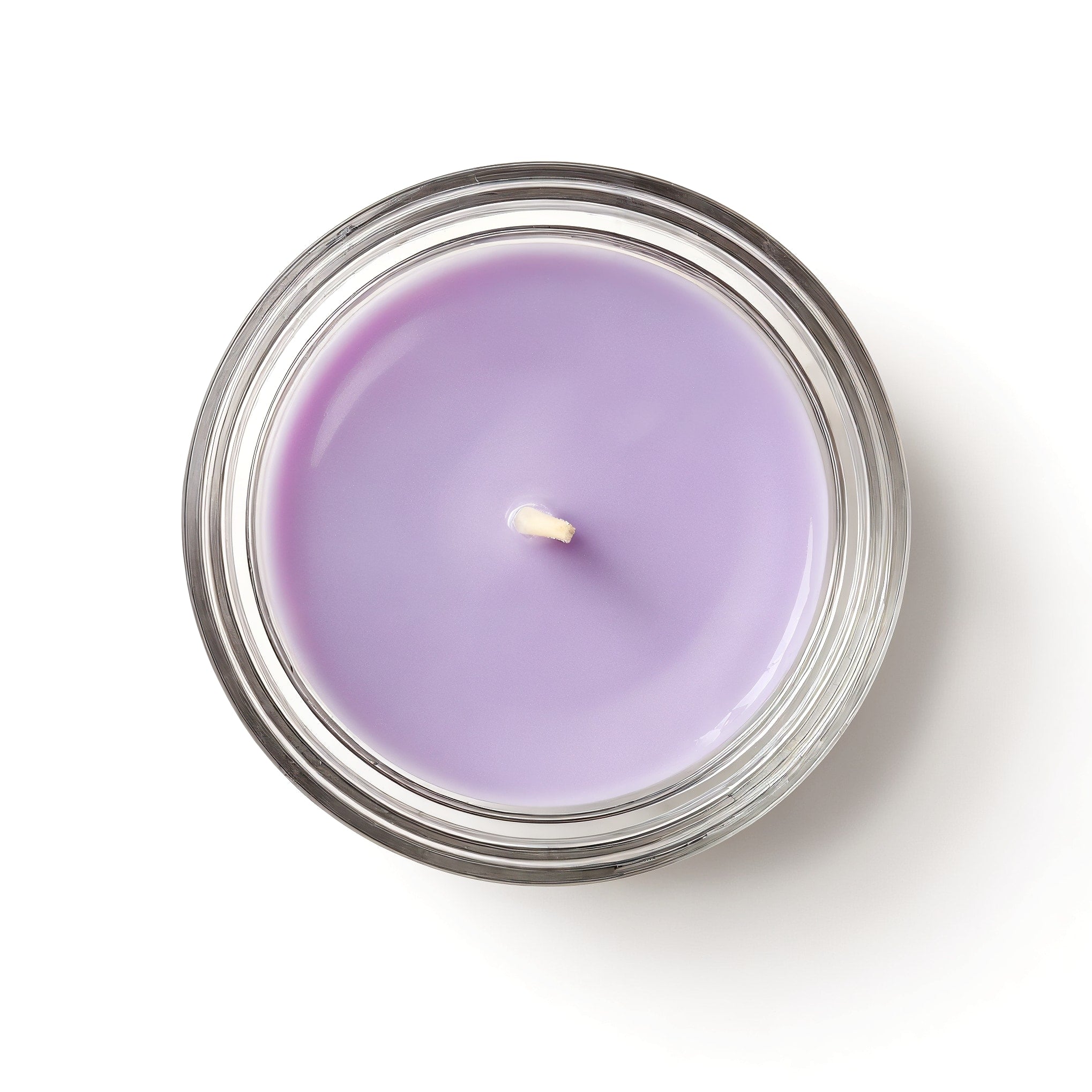 Bougie parfumée Lavender Fields en cire de soja dans un pot en verre transparent