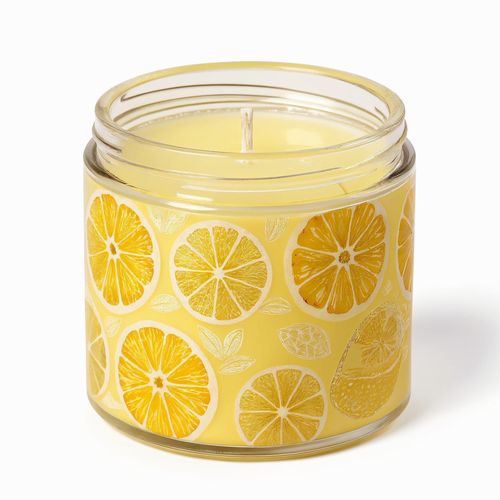 Bougie parfumée NARSAGO Zeste d'agrumes en cire de soja dans un pot en verre jaune