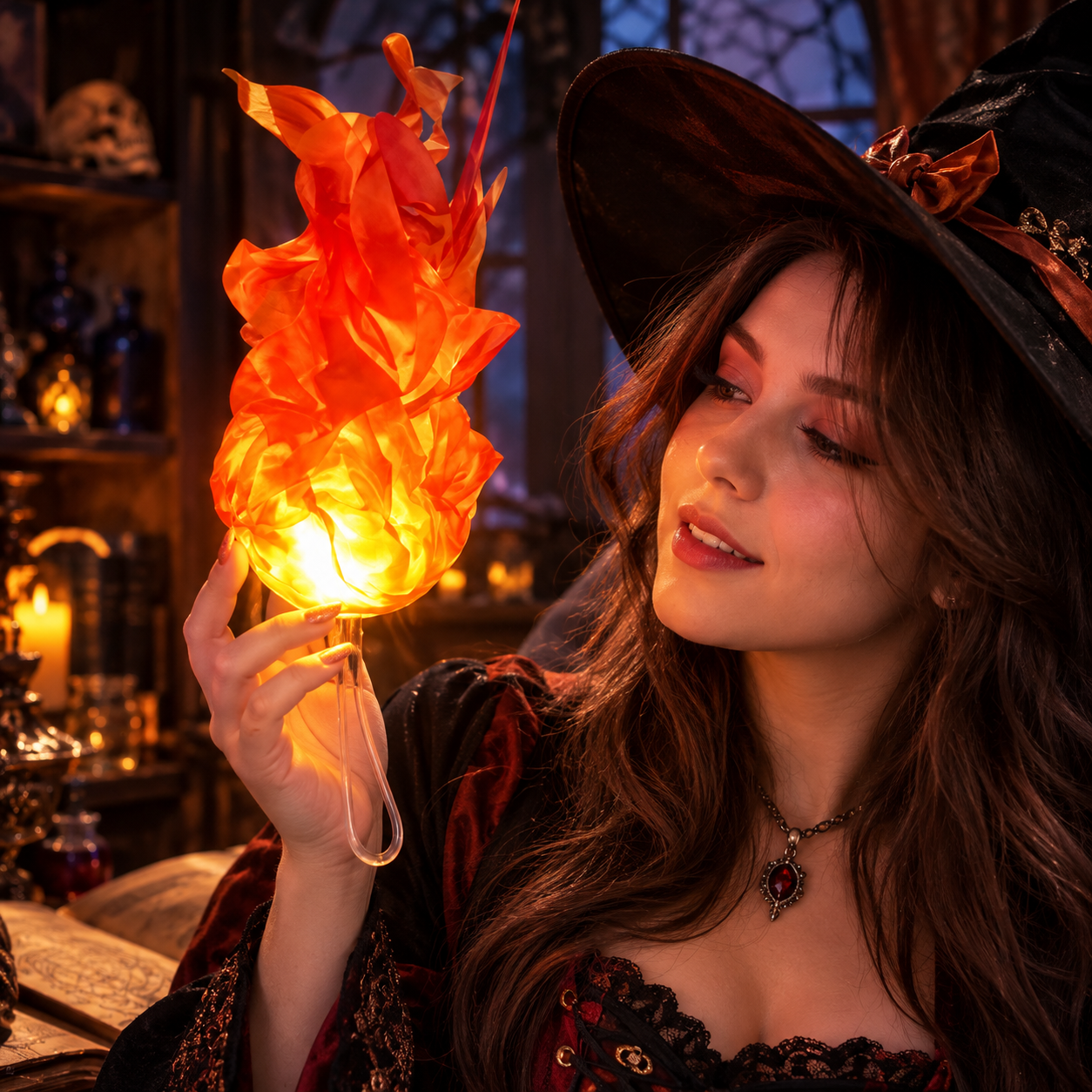 Boule de feu flottante accessoire cosplay