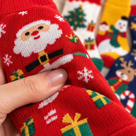 Calendrier de l'Avent 24 jours de chaussettes de Noël, coffret cadeau mystère de 12 paires de chaussettes, motifs festif